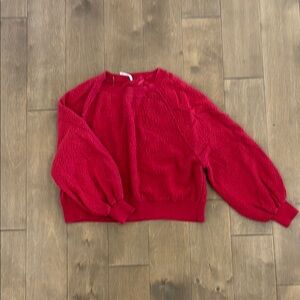 Red Boucle Sweater FREE PEOPLE